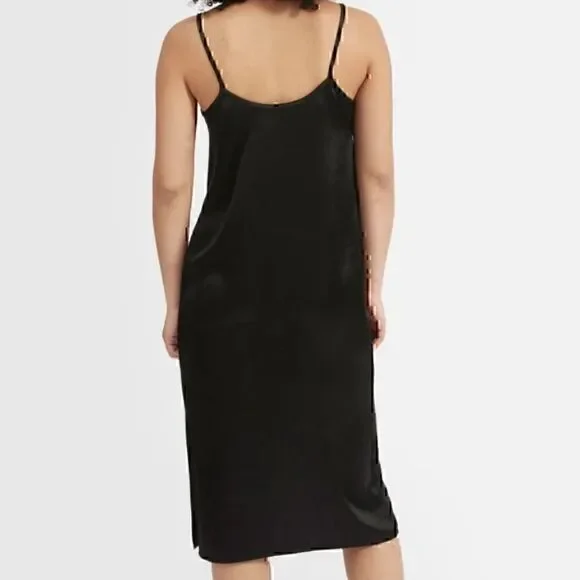 NWT Everlane The Party Midi Satin Slip Dress Black Size 0 - Picture 4 of 4